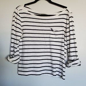 Abercrombie boat neck sailors top roll sleeves